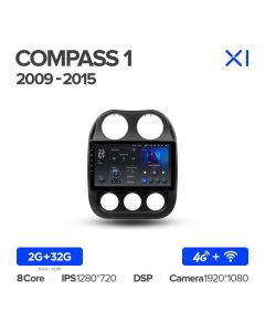 Штатная автомагнитола на Android TEYES X1 для Jeep Compass 1 MK 2009-2015 2/32gb