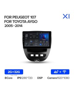 Штатная автомагнитола на Android TEYES X1 для Peugeot 107 2/32gb
