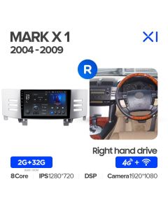 Штатная автомагнитола на Android TEYES X1 для Toyota Mark X X120 1 2004-2009 (Версия R) (Правый руль) 2/32gb