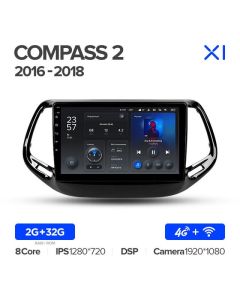 Штатная автомагнитола на Android TEYES X1 для Jeep Compass 2 MP 2016-2018 2/32gb