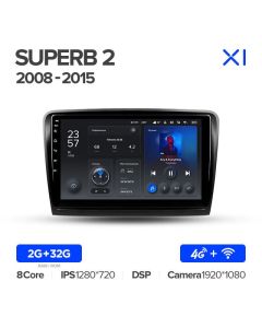 Штатная автомагнитола на Android TEYES X1 для Skoda Superb 2 B6 2008-2015 2/32gb
