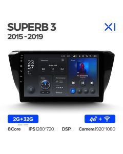 Штатная автомагнитола на Android TEYES X1 для Skoda Superb 3 2015-2019 2/32gb