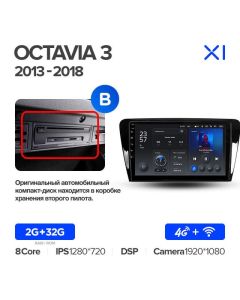 Штатная автомагнитола на Android TEYES X1 для Skoda Octavia 3 A7 2013-2018 (Версия B) 2/32gb